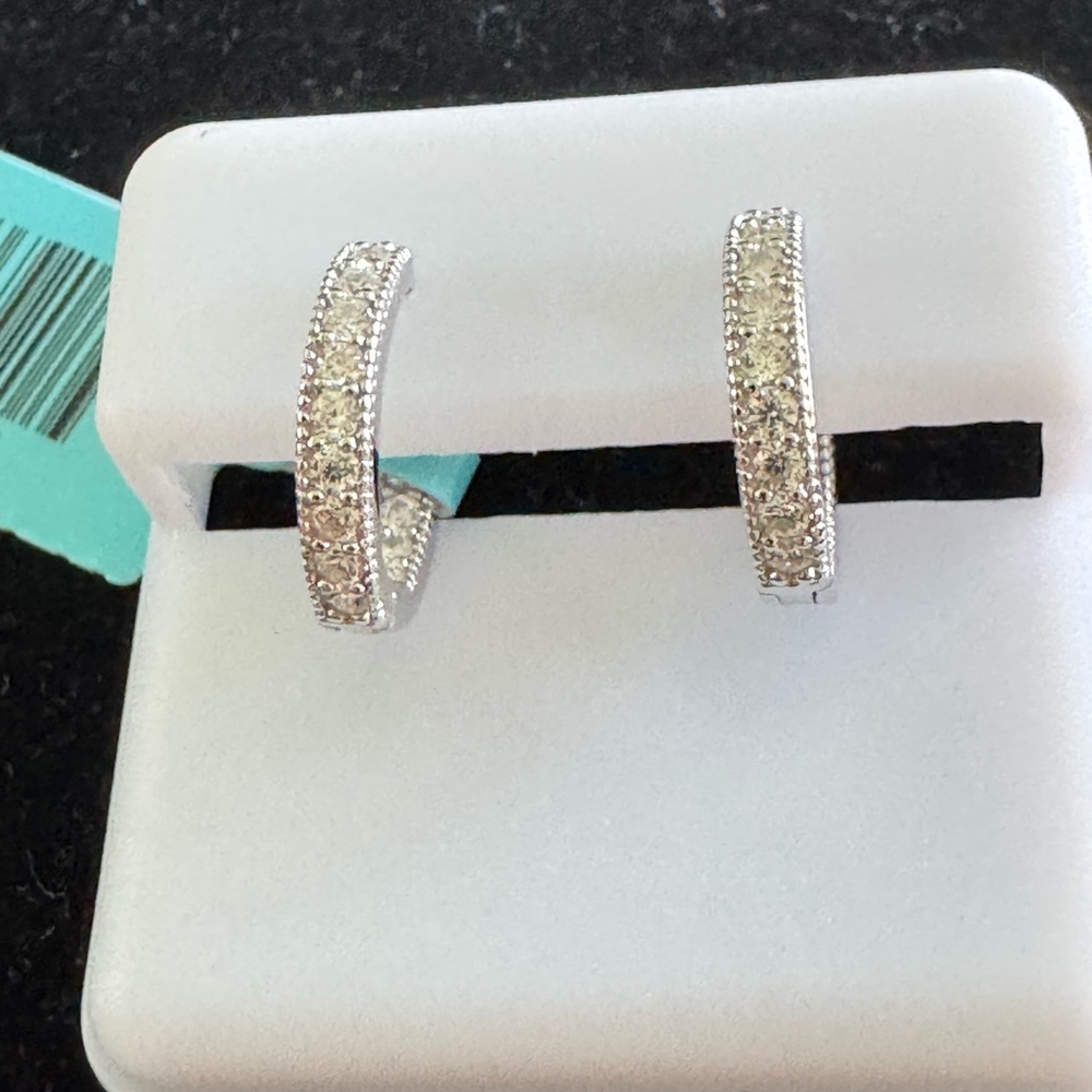 Elegant 925 Sterling Silver pave’ moissanite huggy Earrings $55